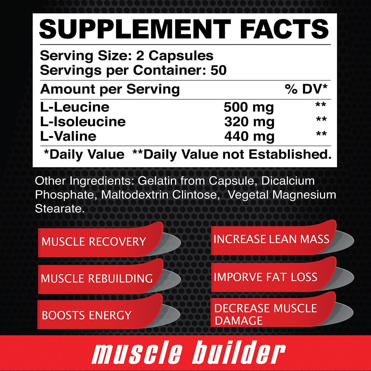 Maximum BCAA By Alfa Sports – Branched-Chain Amino Acids Supplement with L-Leucine, L-Isoleucine & L-Valine – Muscle Support Formula - 100 Capsules (2-Pack)