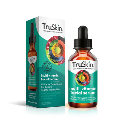 TruSkin Facial Serum with 11 Plant-Derived Vitamins & Minerals for Radiant, Healthy-Looking Skin - Powerful Antioxidants and Nourishing Vitamins for Skin Nutrition, 1 fl oz