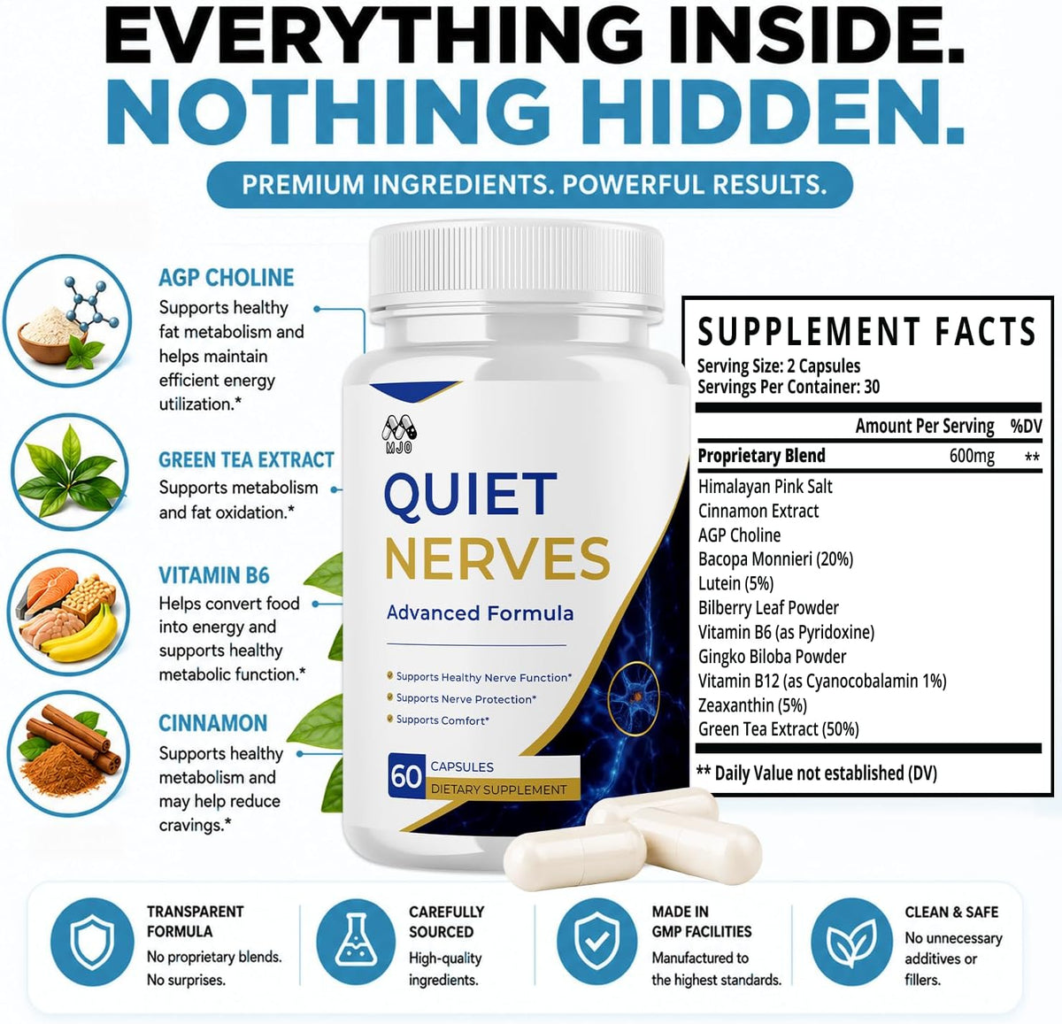 (2 Pack) Quiet Nerves Capsules, Official Quiet Nerves Pills (120 Capsules)