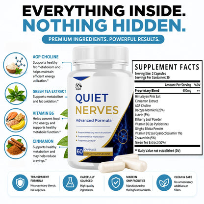 (2 Pack) Quiet Nerves Capsules, Official Quiet Nerves Pills (120 Capsules)