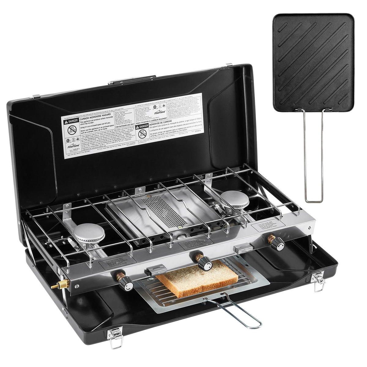 FineFlame Camping Stove 3 Burner 20400 BTU Propane Portable Stove with Regulator