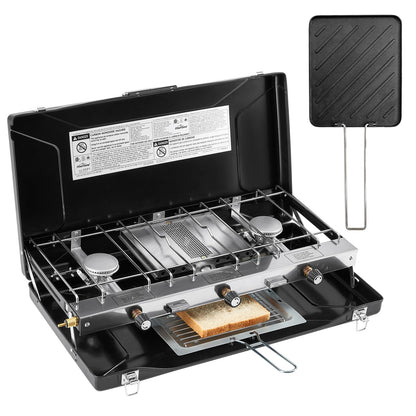 FineFlame Camping Stove 3 Burner 20400 BTU Propane Portable Stove with Regulator
