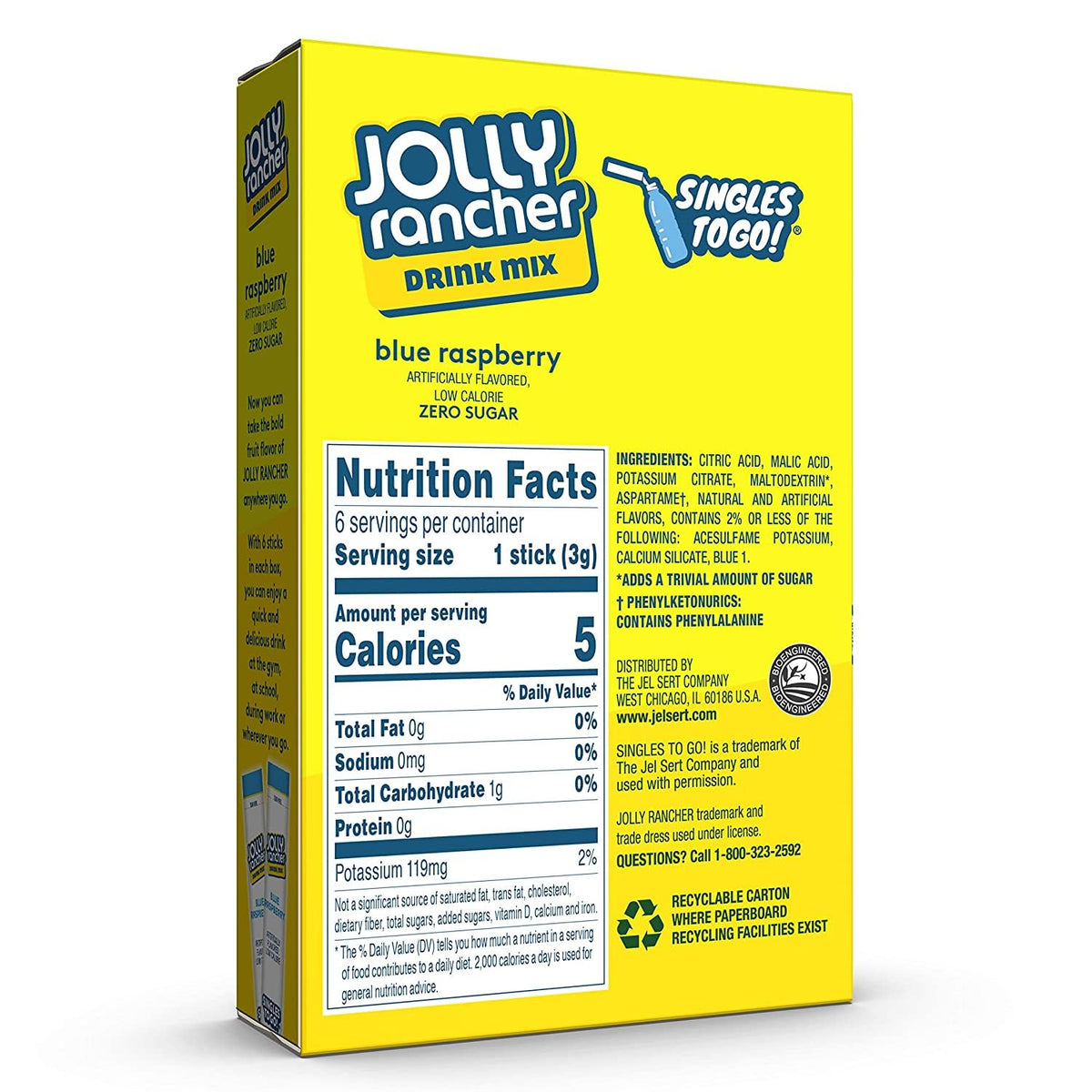Jolly Rancher Blue Raspberry Singles To Go Drink Mix - 0.65 oz, Pack of 4