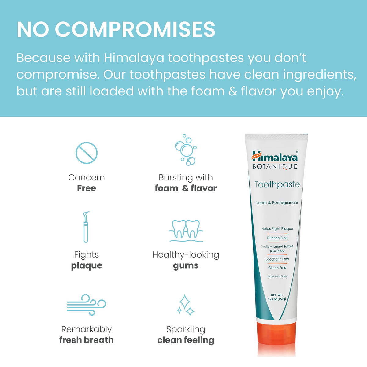 Himalaya Botanique Neem & Pomegranate Toothpaste, Mint, 5.29 oz, 2 Pack