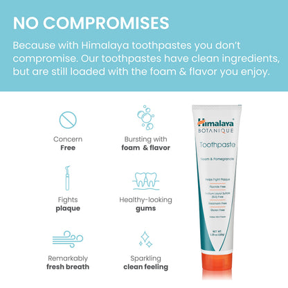 Himalaya Botanique Neem & Pomegranate Toothpaste, Mint, 5.29 oz, 2 Pack