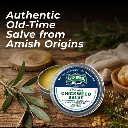 Amish Origins Old Time Chickweed Salve 2 oz- The Ultimate Poison Ivy/Poison Oak Blocker, Healing Salve for Skin Disorder, Irritations, Burns, Minor Cuts