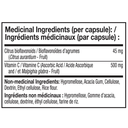 NATURELO Vitamin C with Organic Acerola Cherry Extract and Citrus Bioflavonoids - Vegan Supplement - Immune Support - 500 mg VIT C per Cap - Non-GMO - 90 Capsules