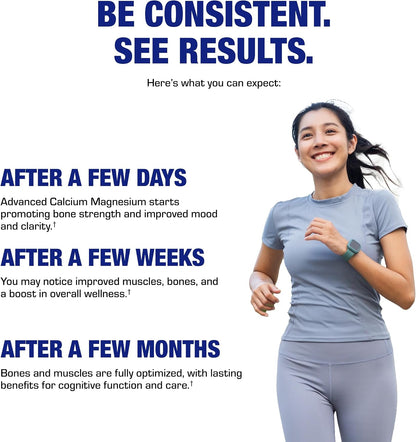 Advanced Calcium Magnesium Supplement - Clinically Formulated Magnesium Calcium with Vitamin D3 B1 B3 & B6 for Muscle Nerve Heart and Bone Health Support - Vegetarian Gluten Free Non-GMO (1 Month) M