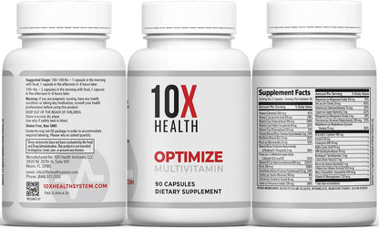 10X Health Methylated Multivitamin - 4-in-1 Kit | 10X Optimize, 10X Zinc, 10X Vitamin C & Methylene Blue Drops, Immunity & Energy Bundle