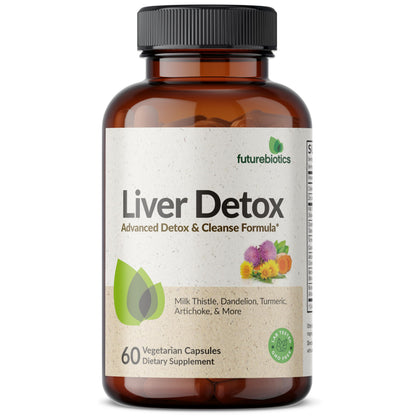 Futurebiotics Liver Detox Advanced Detox & Cleanse Formula Supports Healthy Liver Function with Milk Thistle, Dandelion Extract, Turmeric, Artichoke Leaf, & More, Non-GMO, 60 Vegetarian Capsules
