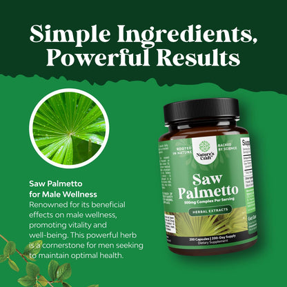 Extra Strength Saw Palmetto Extract - Advanced Herbal Complex for Hair Health and Urinary Support with Plant Sterols & Flavonoids - Potent Herbal Supplement with 500mg per Serving - 100 Count