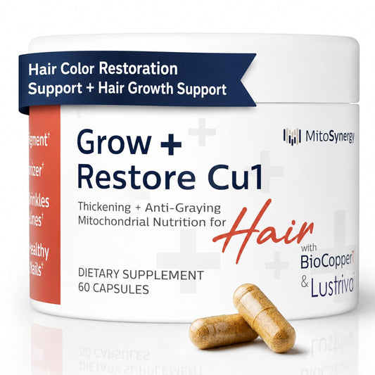 Grow + Restore Hair Growth Supplement for Men & Women | Anti-Gray Pigment Restore with Lustriva, Anagain Nu, BioCopper1 | DHT Blocker Hair Regrowth Treatment, Saw Palmetto, 60 Count