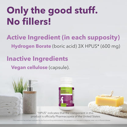 Intimate Rose Boric Acid Suppositories - Manages Odor - Promote pH Balance for Women Vaginal