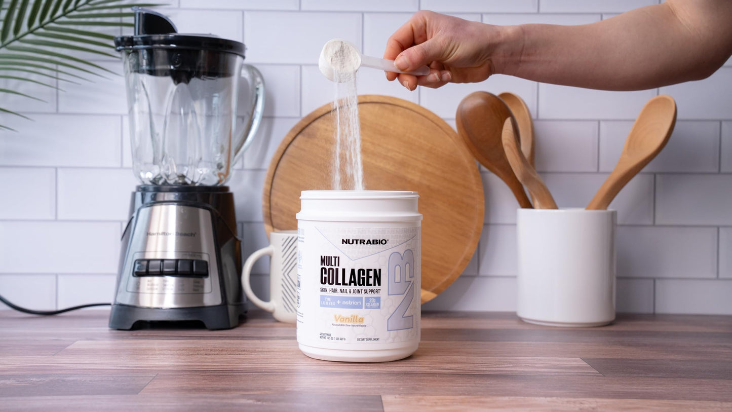 NutraBio Multi Collagen Powder - Hydrolyzed Collagen Peptides for Glowing Hair & Skin - Grass-Fed - Collagen Powder for Women and Men - 40 Servings- Unflavored