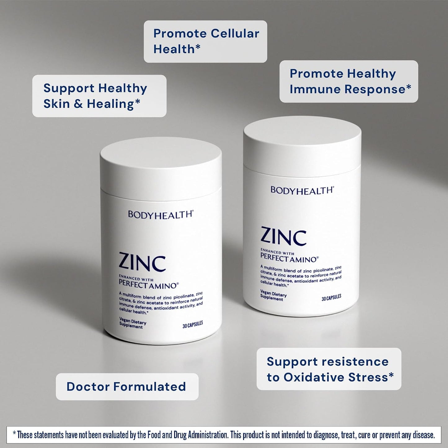 BodyHealth Zinc 30mg - Supplement for Growth & Development, Antioxidant Activity - Natural Immune Defense & Cellular Health - 30 Capsules