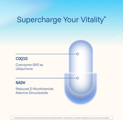 ProHealth NADH + CoQ10 - Boost NAD+ | 60 Day Supply | Pure NADH 25 mg, CoQ10 100 mg | 60 Acid Resistant Capsules | Energy | Focus | ATP Production