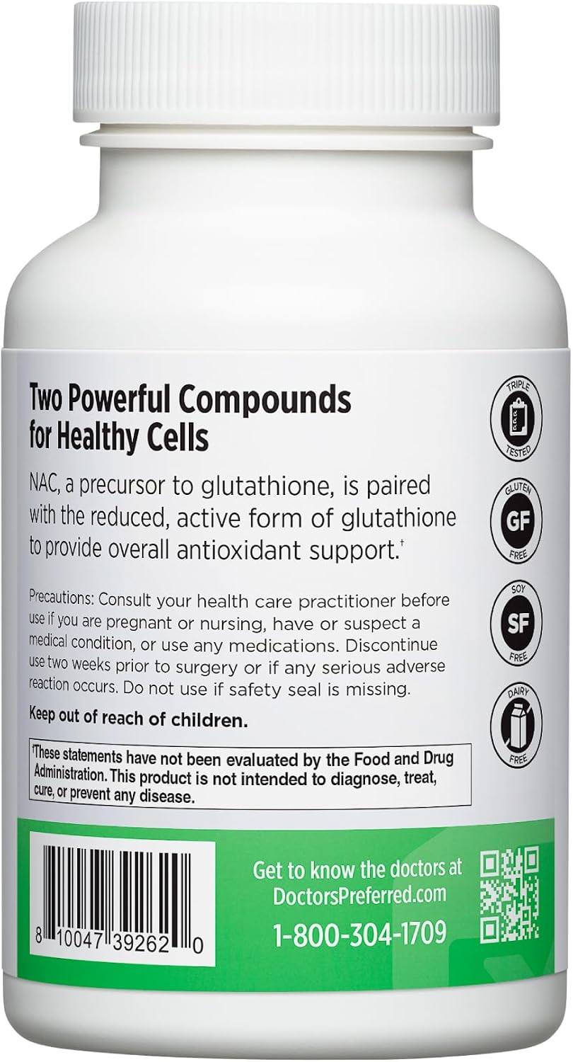 DOCTORS' PREFERRED N-Acetyl L-Cysteine (NAC) + Glutathione | 30 Capsules | Antioxidant Support