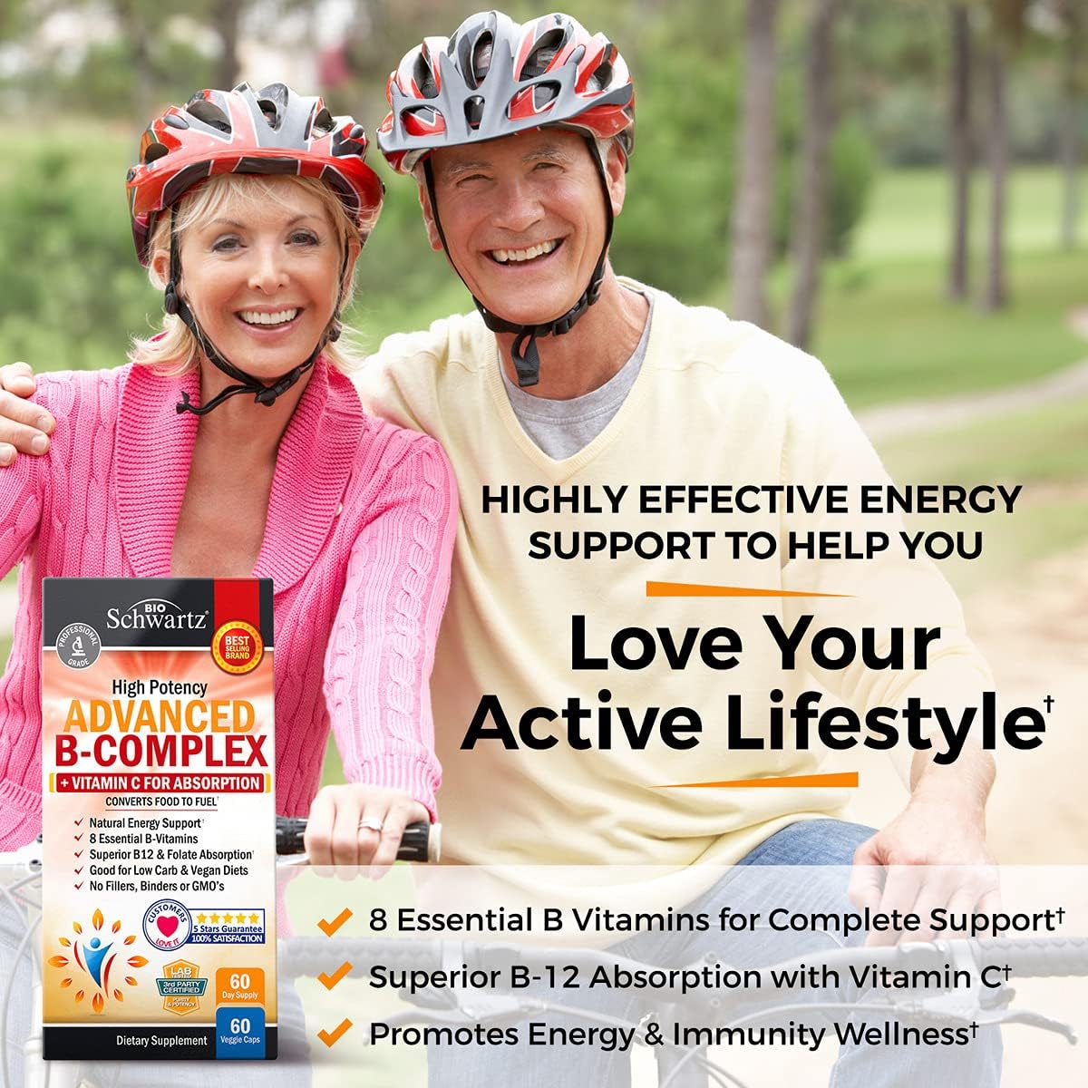 Vitamin B Complex with Vitamin C for Maximum Absorption, 60 Capsules