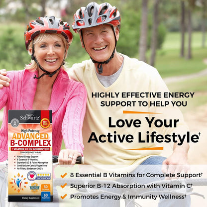 Vitamin B Complex with Vitamin C for Maximum Absorption, 60 Capsules