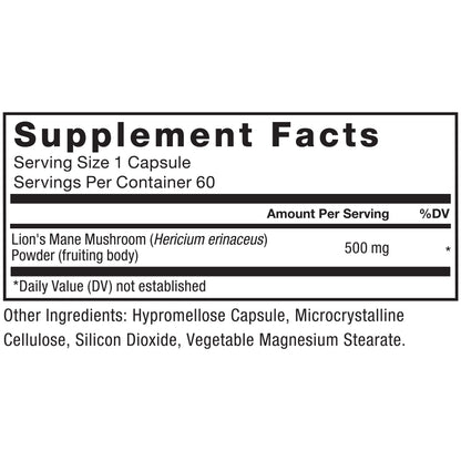 Force Factor Lion’s Mane Supplement Capsules, Memory & Focus Supplement