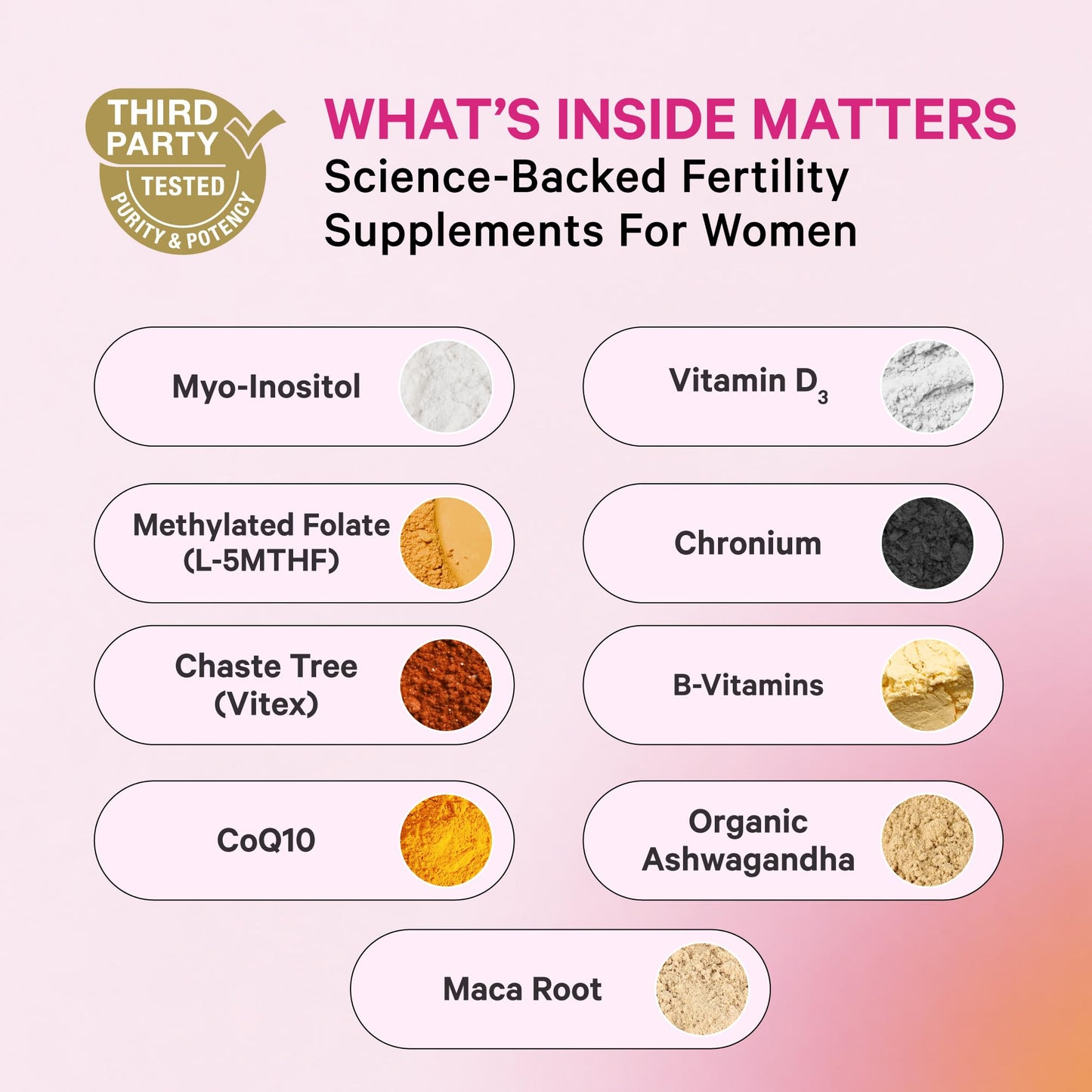 Pink Stork Fertility Supplements for Women, 60 Capsules | 2-in-1 Conception Support + Prenatal, Inositol, Folate + CoQ10, Cycle Regularity, Hormone Balance, Reproductive Wellness