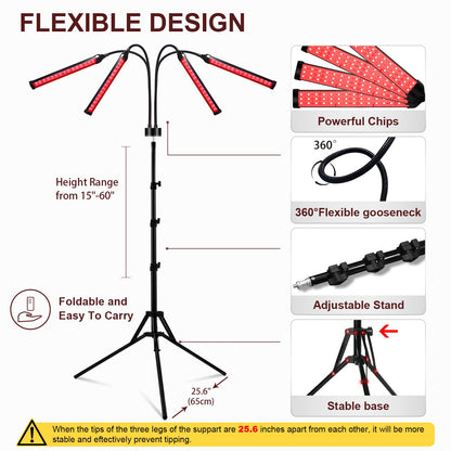 Red Light Therapy for Body with Tripod, 180LEDs Upgrated 3-in-1 Chip Infrared Light Therapy Device