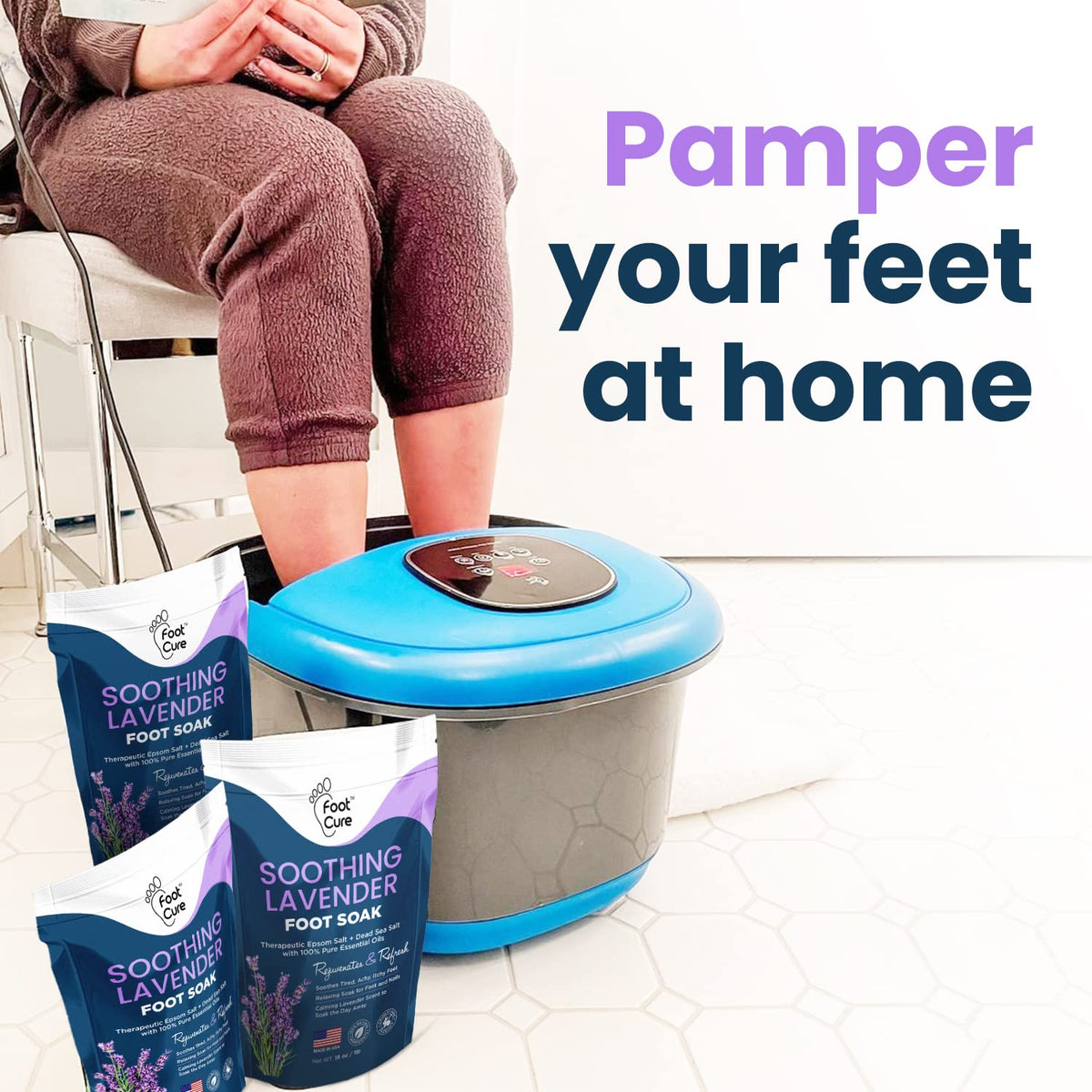 Soothing Lavender Foot Soak with Epsom Salt - Best Toenail Treatment, & Softens Calluses