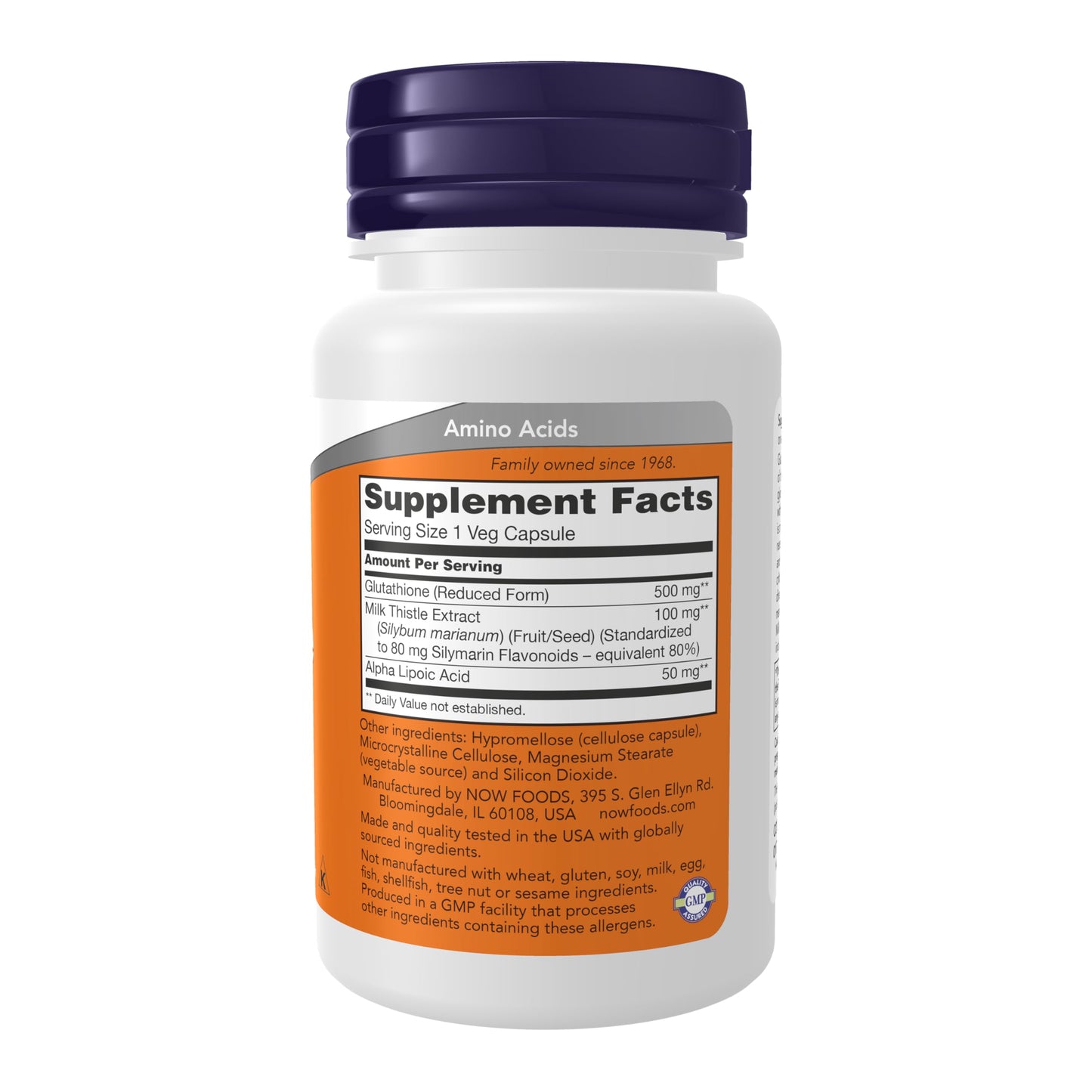 NOW Foods Supplements, Glutathione 500 mg, With Milk Thistle Extract & Alpha Lipoic Acid, Free Radical Neutralizer*, 60 Veg Capsules