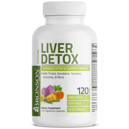Bronson Liver Detox Advanced Detox & Cleansing Formula 60 Capsules | Liver Health Support with Milk Thistle, Dandelion Extract, Turmeric, Artichoke Leaf & Beet Root, Non-GMO, Soy-Free