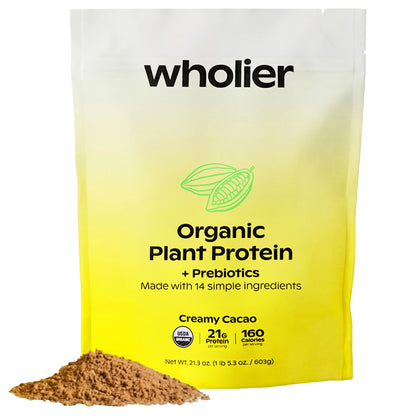 wholier Vanilla Plant Protein, 21g, 4g Fiber, Prebiotics, 14 Servings