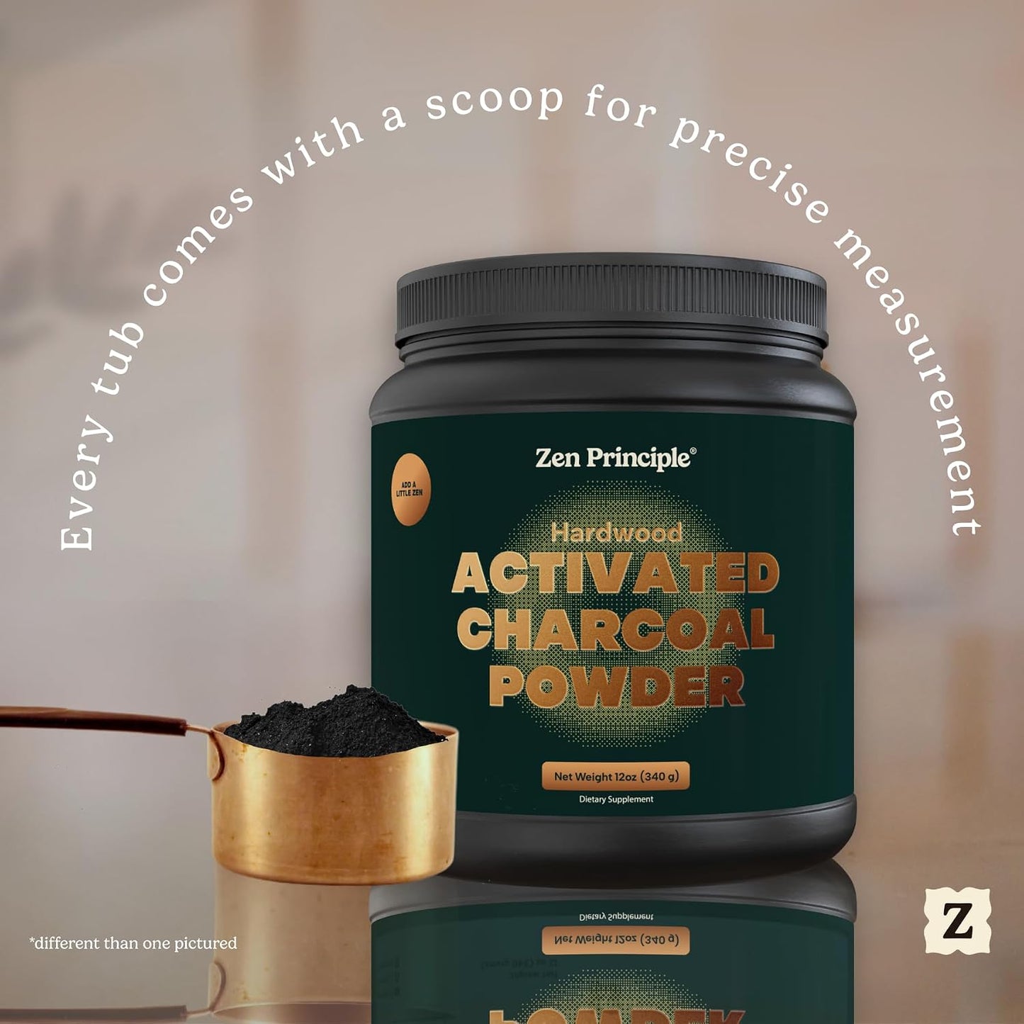 Zen Principle Activated Charcoal Powder only from USA Hardwood Trees. All Natural. Whitens Teeth, Rejuvenates Skin and Hair, Supports Better Digestion. Free Scoop Included. 12 oz.