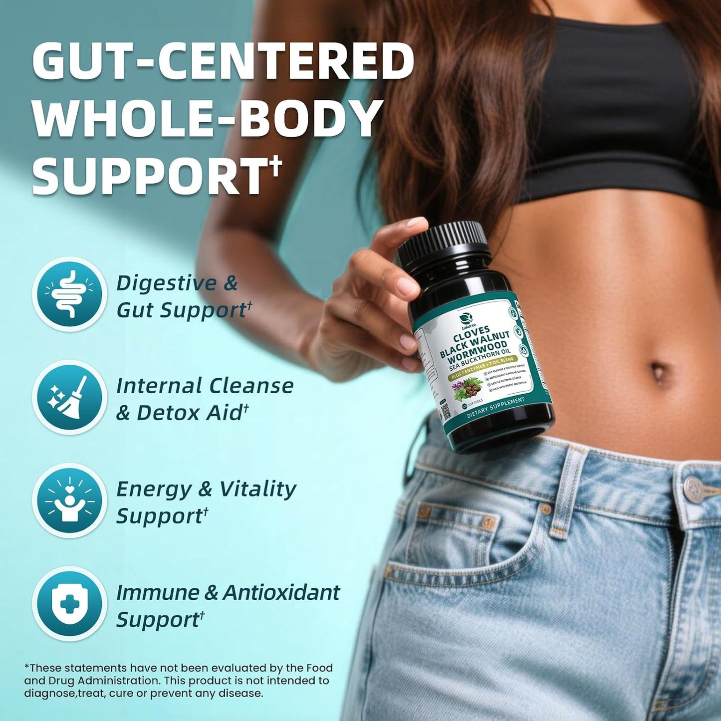 Wormwood Black Walnut Clove Cleanse for Humans Softgels | 20-in-1 Extra Strength | Gut Cleanse & Digestive Health w/ 7 Oils & 7 Enzymes| Concentrated, Men & Women Natural Herb -120 CT