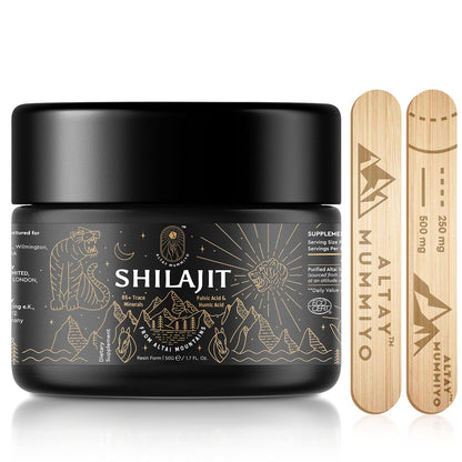 Shilajit Resin with Fulvic Acid & Trace Minerals, Original Siberian Pure Shilajit with 85+ Humic