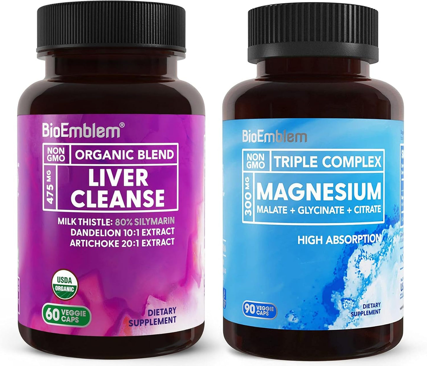 BioEmblem Triple Magnesium Complex 90ct + USDA Organic Liver Cleanse