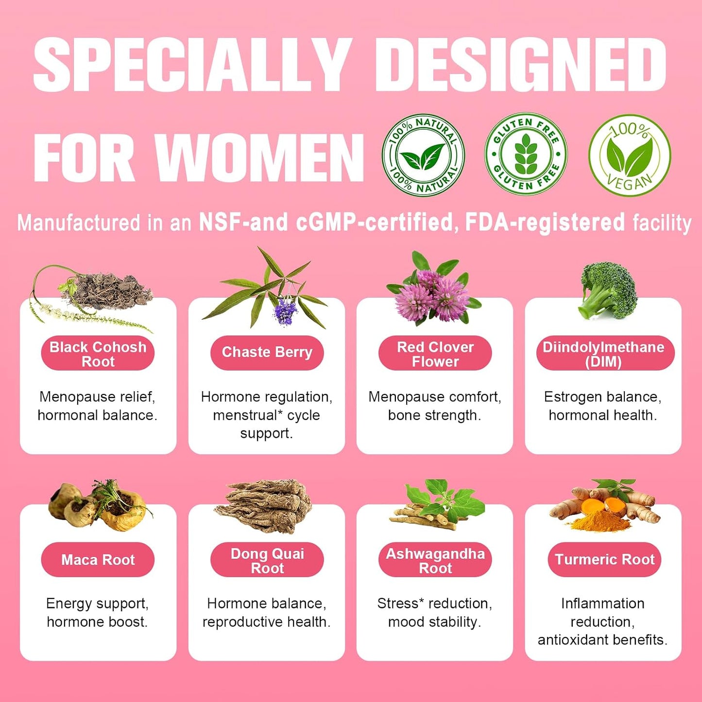 40-in-1 Menopause Supplements for Women, Multibenefit & Complete Black Cohosh for Hot Flashes, Night Sweats & Hormone Balance, w/ Probiotics, DIM, Vitex, Dong Quai, Red Clover and More, 120 Vegan Caps