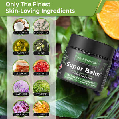 DAILY REMEDY Tea Tree Oil Extra Strength Super Balm - Athletes Foot Cream Combats
