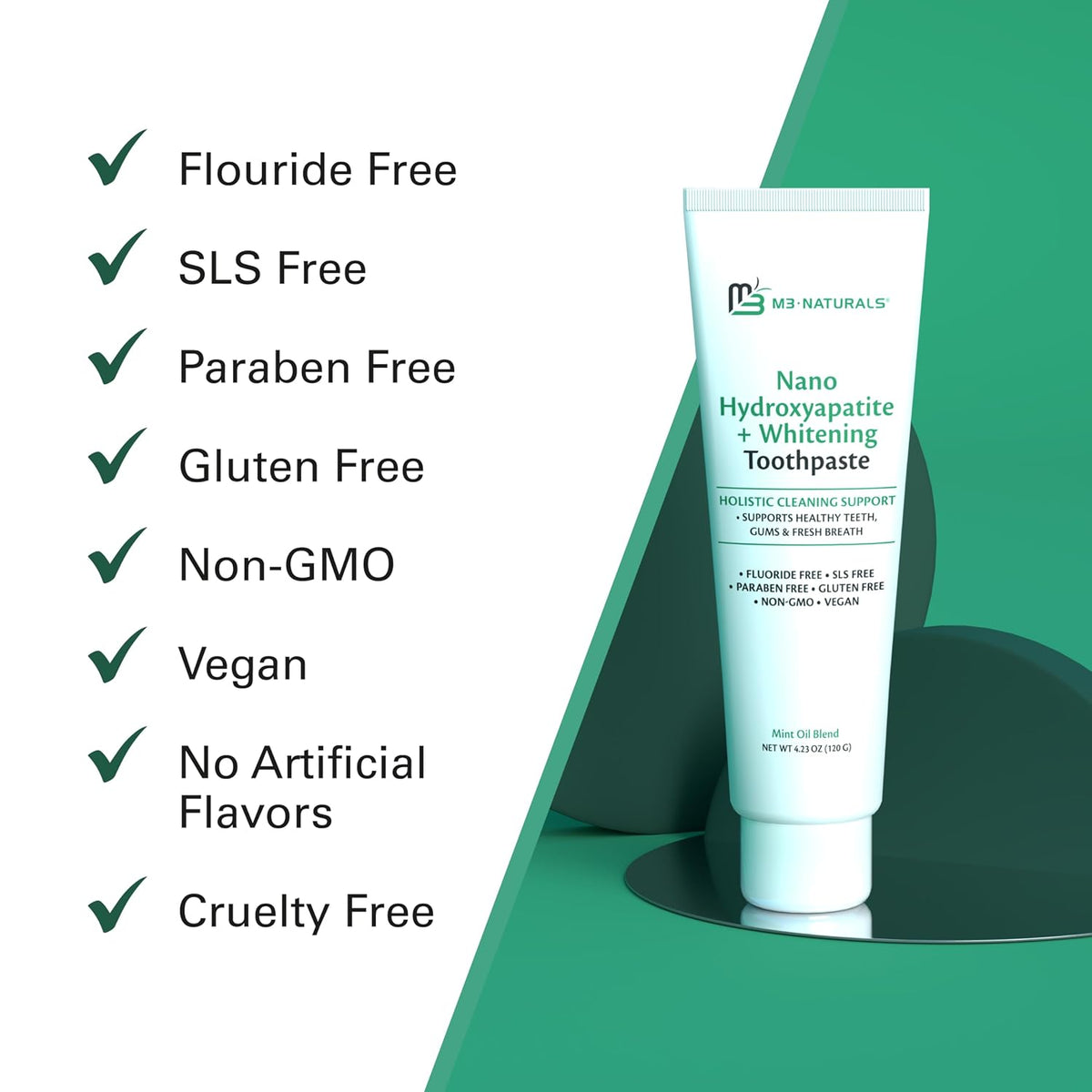 Nano Hydroxyapatite Fluoride Free Whitening Toothpaste, 1 Pack by M3