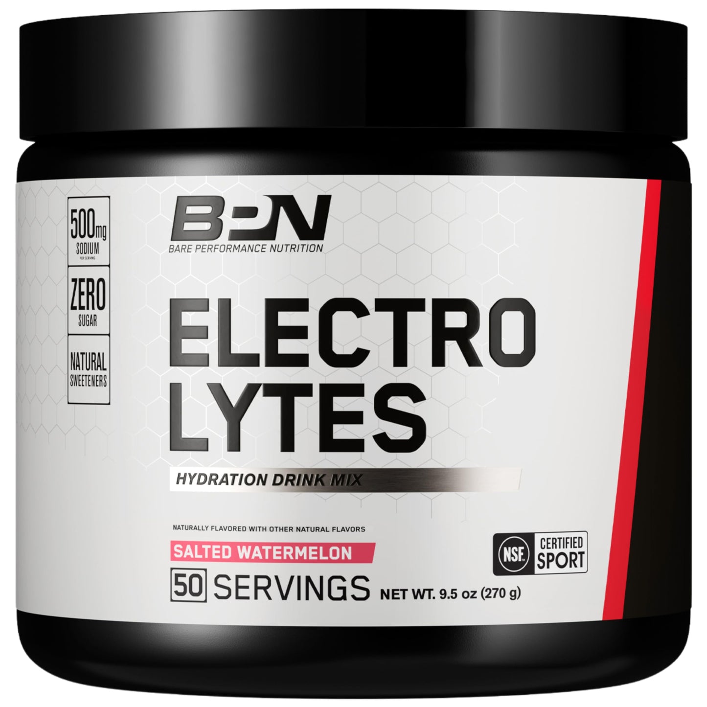 BARE PERFORMANCE NUTRITION BPN Electrolytes Hydration Drink Mix | Sugar Free Electrolyte Powder | 500mg Sodium per Serving | Naturally Sweetened | Lemon Lime, 50 Servings | Zero Sugar, 500mg Sodium per Serving, Naturally Sweetened