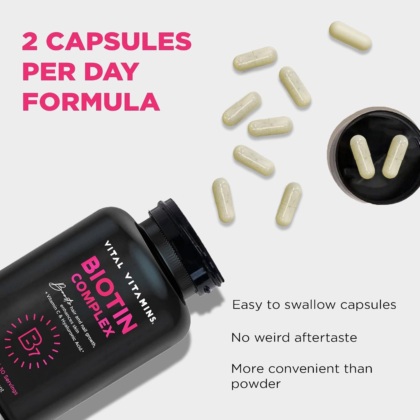 Vital Vitamins Hyaluronic Acid Hydration Complex 60 ct + Biotin Complex 60 ct