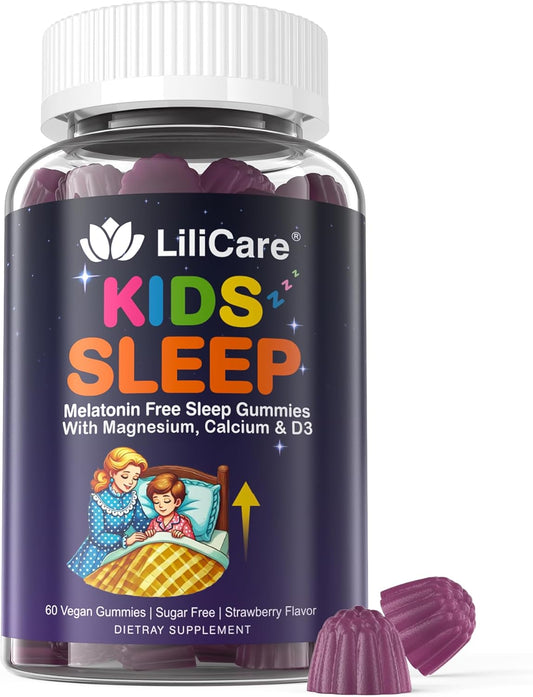 Kids Sleep Gummies - Magnesium Glycinate Gummies, Melatonin Free Sleep Aid | Magnesium, Calcium, D3, B6, L Theanine | Kid Melatonin Alternative for Restful Sleep (Pack of 1)