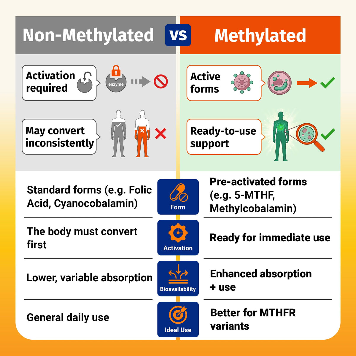 1 Body Methylated Vitamin B Complex, 5-MTHF & Methyl B12, 60 Capsules