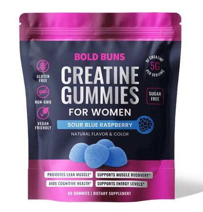 Bold Buns Creatine for Women – Supplement with Collagen & BCAA – Supports Muscle Development, Post-Workout Recovery, Skin Elasticity, Healthy Hair & Nail (30 Servings, Unflavored)