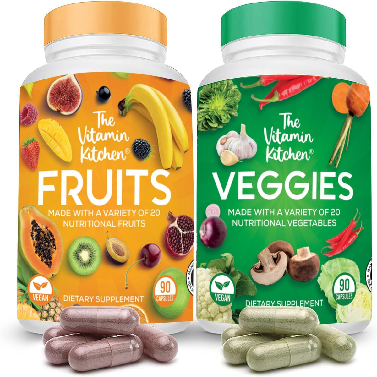 The Vitamin Kitchen Fruit and Veggie Supplements-90 Fruits, 90 Veggies Capsules 