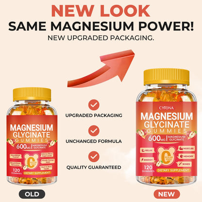Magnesium Glycinate Gummies 600mg, Sugar Free Magnesium Gummies for Adults