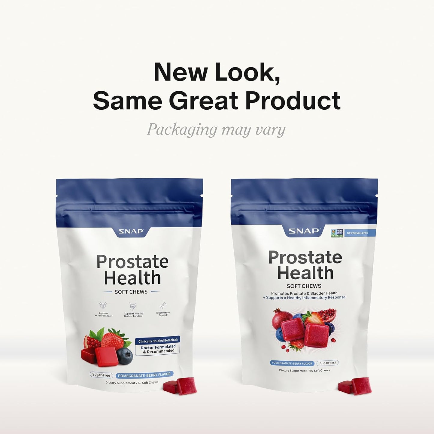 Snap Supplements Prostate Health Supplement for Men, 60 Sugar-Free Chews | Plant Sterols, Nettle Root & Reishi Mushroom - Supports Prostate and Urinary Wellness, Pomegranate-Berry Flavor, Vegan