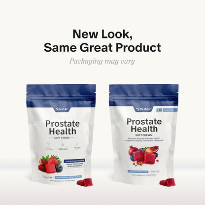 Snap Supplements Prostate Health Supplement for Men, 60 Sugar-Free Chews | Plant Sterols, Nettle Root & Reishi Mushroom - Supports Prostate and Urinary Wellness, Pomegranate-Berry Flavor, Vegan
