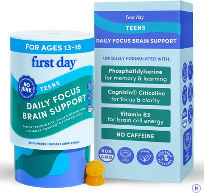 Teen Focus Gummies with Cognizin Citicoline, PS & Vitamin B3 for Ages 13-18