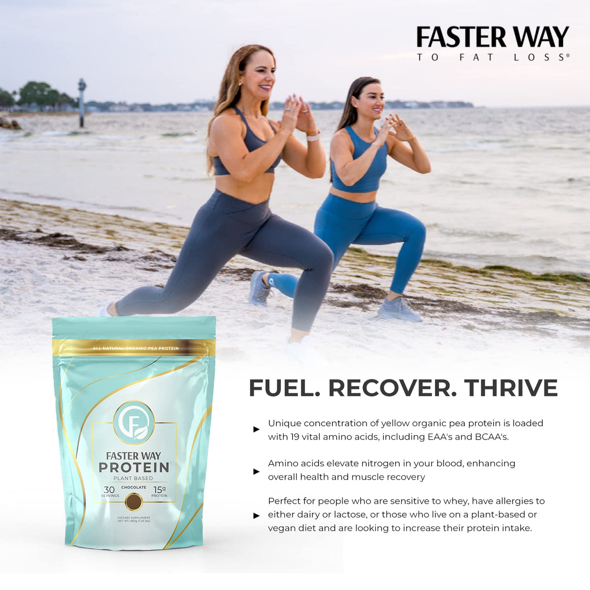 FASTer Way to Fat Loss | Plant Based Protein Powder Chocolate Flavor - Achieves Fitness