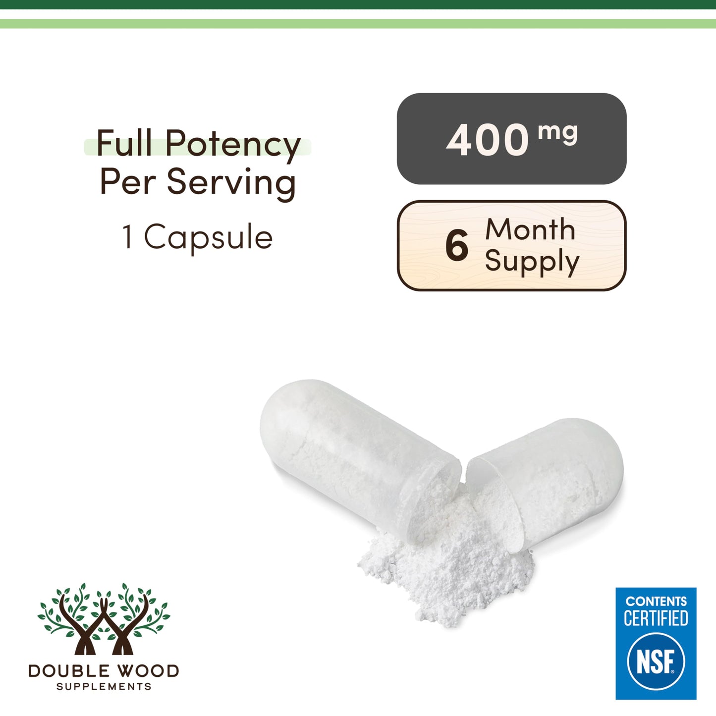 Magnesium Glycinate 400mg | 180 Capsules | Sleep, Muscle, & Heart Support | Vegan, Third Party Tested, Gluten Free, Non-GMO, by Double Wood Supplements