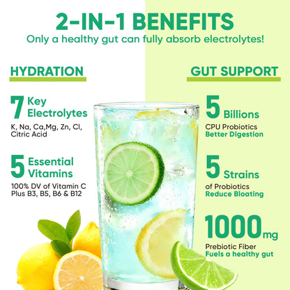 Venture Pal Sugar Free Hydration Packets + Gut Health Electrolytes Powder | Liquid Daily IV with 7 Electrolytes, 5 Vitamins, Probiotics & Fiber for Dehydration Relief and Gut Health Support